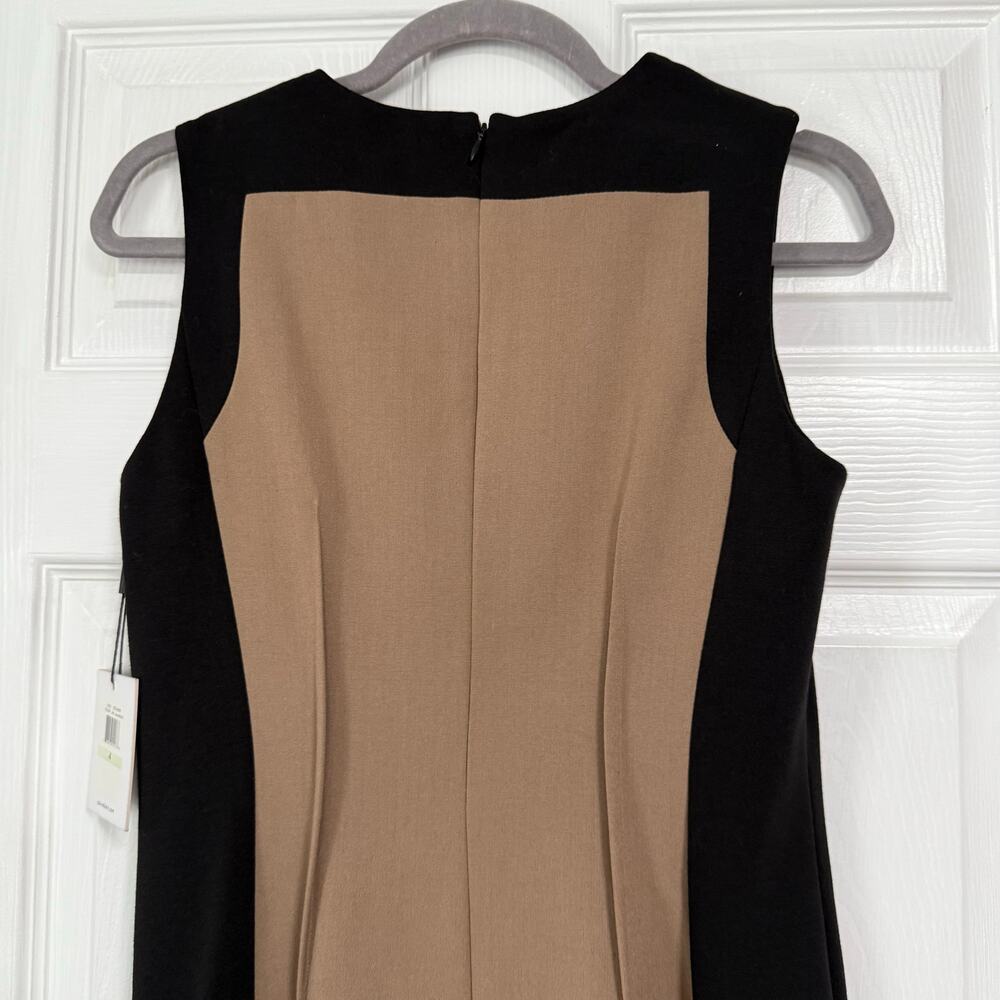 Calvin Klein New Women's Colorblock Taupe/Black Sleeveless Dress Size 4 - Picture 12 of 13